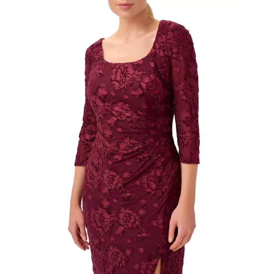 New 𧨠Adrianna Papell π© Women's Burnout Velvet Ruched Gown Cranberry Apple π€© - Image 4