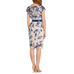 Cheap π€© Adrianna Papell π© Women's Beaded Flutter-Sleeve Sheath π Dress Marble π§¨