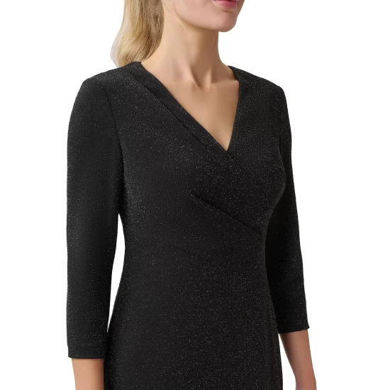 Budget π Adrianna Papell π© Women's Metallic Flounce-Hem π Dress Black β - Image 4