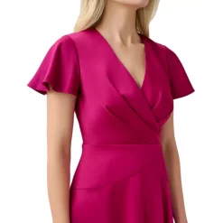 New π Adrianna Papell π© Women's Embellished 3/4-Sleeve V-Neck Gown Silver Nude β¨