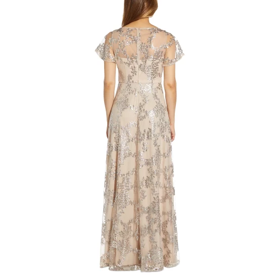 Flash Sale β¨ Adrianna Papell Metallic Embroidered Gown Dusted Petal π - Image 3