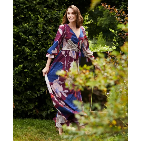 Coupon π Adrianna Papell π© Women's Printed Tie-Waist Long-Sleeve π Dress Burgundy Multi π₯° - Image 5