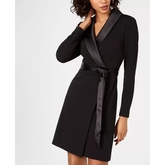 Deals β€οΈ Adrianna Papell Tuxedo Sheath π Dress Black π - Image 5