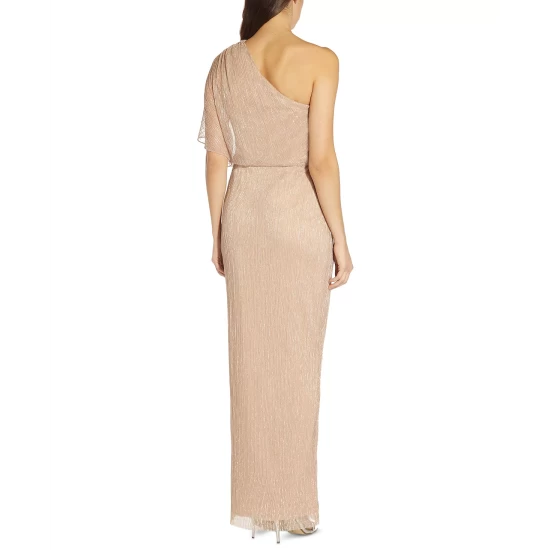 Cheap βοΈ Adrianna Papell Metallic One-Shoulder Gown Rose Gold π - Image 3