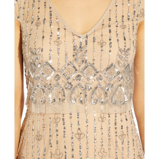 Best deal π Adrianna Papell π© Women's Beaded Fringe Shift π Dress Raspberry Wine π - Image 7