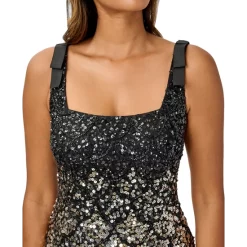 Best Sale π Adrianna Papell π© Women's Embroidered Illusion Gown Thundercloud/gold β