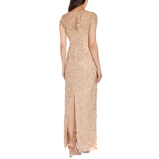 Buy βοΈ Adrianna Papell Embroidered Metallic Gown Gold π - Image 3