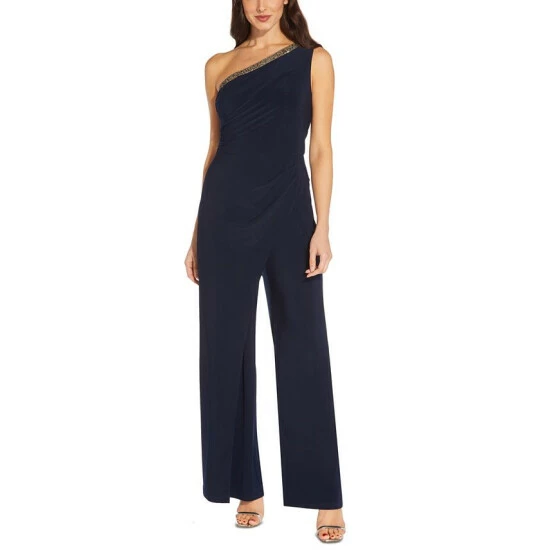 Flash Sale π Adrianna Papell Embellished One-Shoulder Jumpsuit Midnight π₯