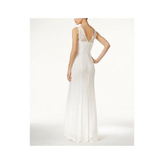 Cheapest π€© Adrianna Papell π© Women's Lace V-Neck Satin Sash Gown Ivory π - Image 6