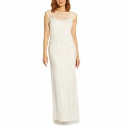 Cheapest 😀 Adrianna Papell 👩 Women's Sequined Illusion Gown Ivory 🔥