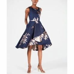 Top 10 ⌛ Adrianna Papell Jacquard Fit & Flare 👗 Dress Navy/blush 😀