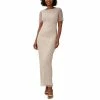 Budget 🤩 Papell Studio 👩 Women's Round-Neck Beaded Short-Sleeve Gown Biscotti 🎁