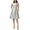 Promo 🥰 Adrianna Papell 👩 Women's Jacquard Fit & Flare 👗 Dress Silver Multi ✨