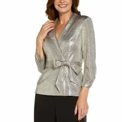 Wholesale ✔️ Adrianna Papell Metallic Wrap Top Light Gold 👍