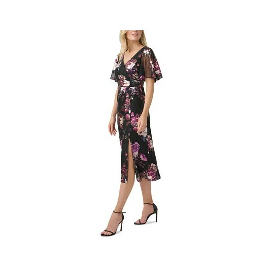 New π Adrianna Papell π© Women's Floral-Print Midi π Dress Black Multi π - Image 3