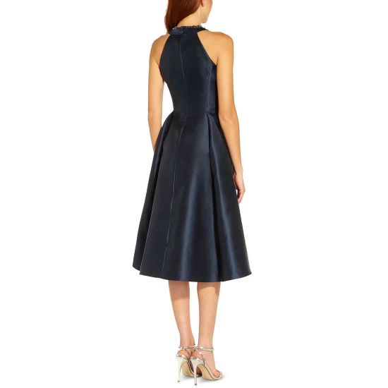 Cheap π Adrianna Papell π© Women's Jacquard Tea-Length π Dress Magenta Orchid π - Image 2