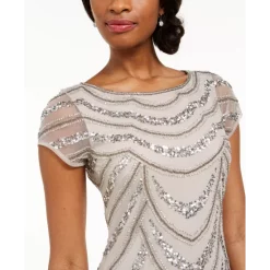 New π€© Adrianna Papell π© Women's Embellished Fringe-Hem π Dress Black π₯