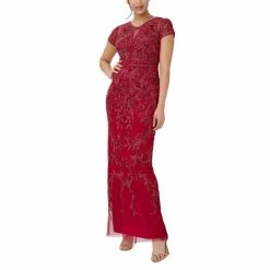 Deals 😉 Adrianna Papell Short-Sleeve Sequined Gown Cranberry 🤩