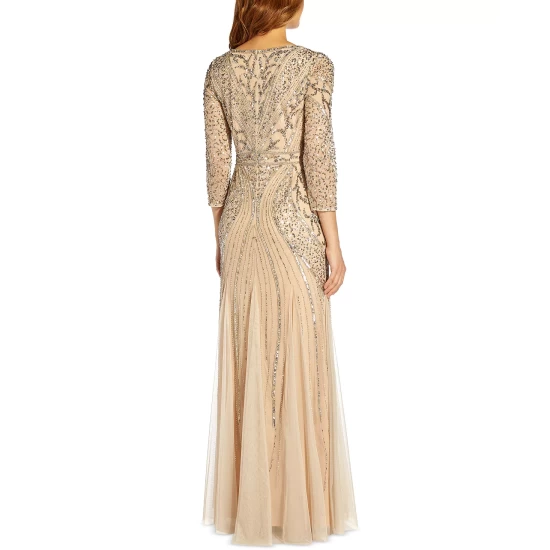 Coupon π Adrianna Papell π© Women's Sequined Embroidered Gown Silver Multi π - Image 3