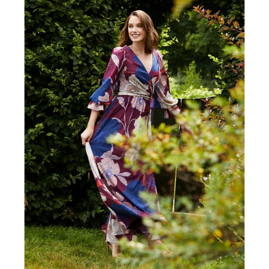 Coupon π Adrianna Papell π© Women's Printed Tie-Waist Long-Sleeve π Dress Burgundy Multi π₯° - Image 4