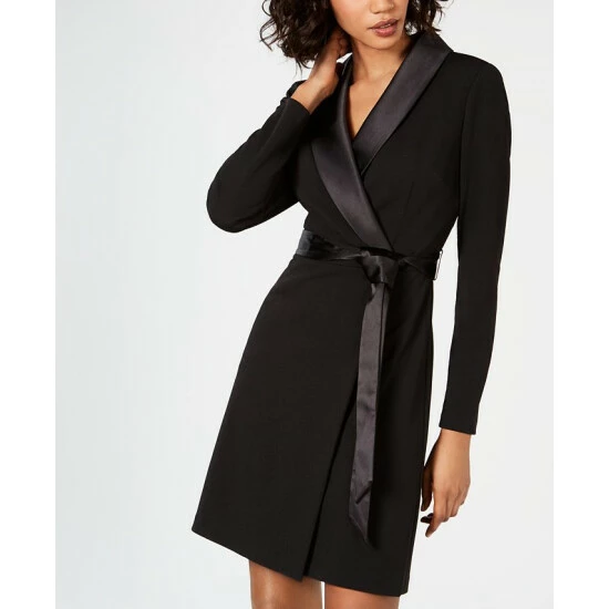 Deals β€οΈ Adrianna Papell Tuxedo Sheath π Dress Black π - Image 4
