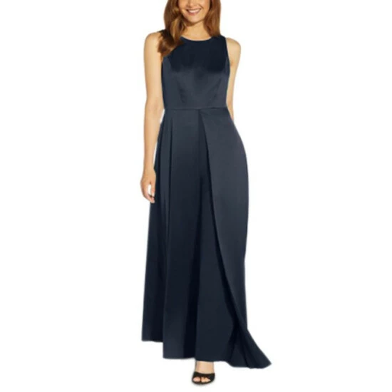 New π Adrianna Papell Crepe Overlay Jumpsuit Dark Navy β