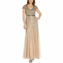 Best deal 🎁 Adrianna Papell Embellished V-Neck Gown Nude ✨