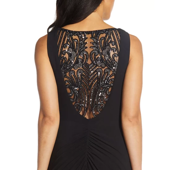 New π₯° Adrianna Papell Embellished Cowl-Back Gown Champagne β¨ - Image 4