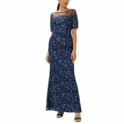 Best deal 🎉 Adrianna Papell 👩 Women's Floral-Embroidered Gown Midnight 🤩
