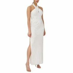 Brand new 😉 Adrianna Papell 👩 Women's Halter-Neck Sleeveless Embellished Gown Ivory ✨