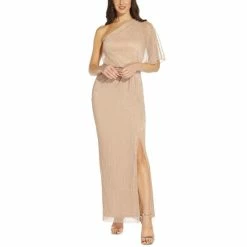 Cheap ✔️ Adrianna Papell Metallic One-Shoulder Gown Rose Gold 😀