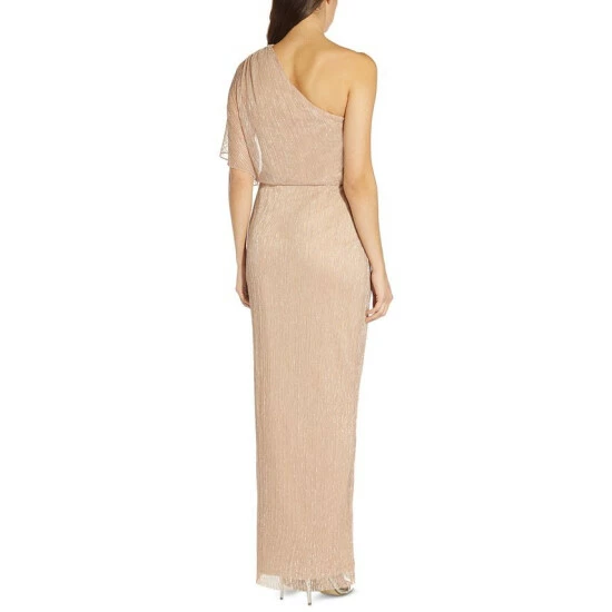 Cheap βοΈ Adrianna Papell Metallic One-Shoulder Gown Rose Gold π - Image 2