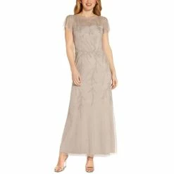 Top 10 🎉 Papell Studio 👩 Women's Beaded Flutter-Sleeve Gown Marble 💯