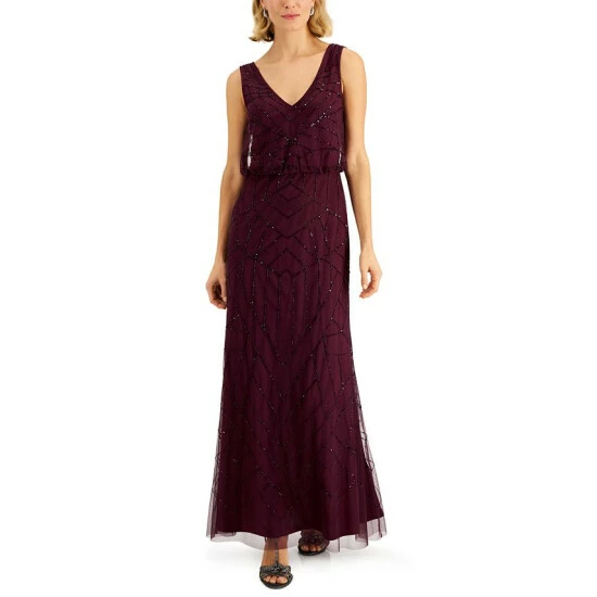 Best deal ⌛ Papell Studio V-Neck Blouson Gown Cassis ⌛