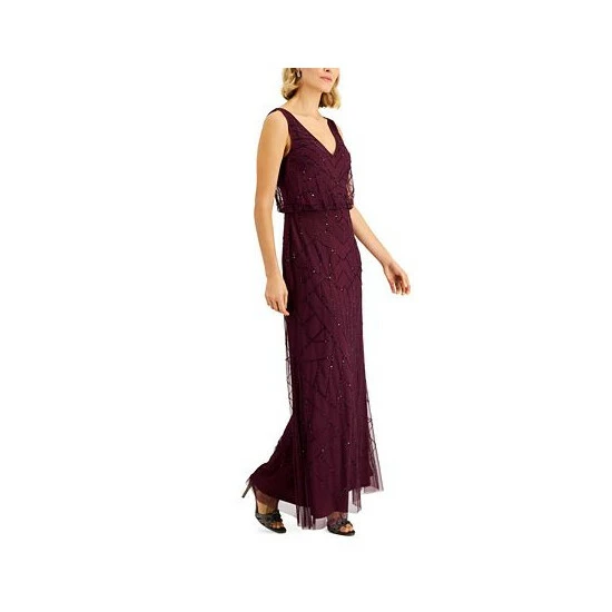 Best deal ⌛ Papell Studio V-Neck Blouson Gown Cassis ⌛ - Image 3