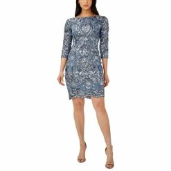 Flash Sale 💯 Adrianna Papell 👩 Women's Beaded Cocktail 👗 Dress Dusty Blue ❤️
