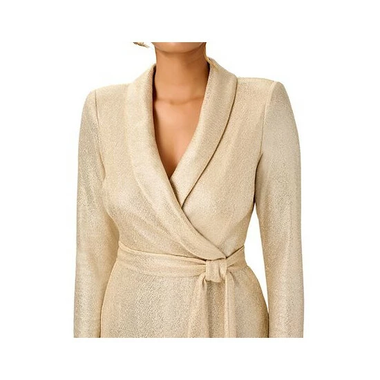 Flash Sale π Adrianna Papell Plus Size Metallic-Knit Tuxedo π Dress Gold π - Image 3