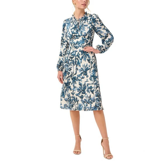 Flash Sale π Adrianna Papell Printed Midi π Dress Blue Multi βοΈ