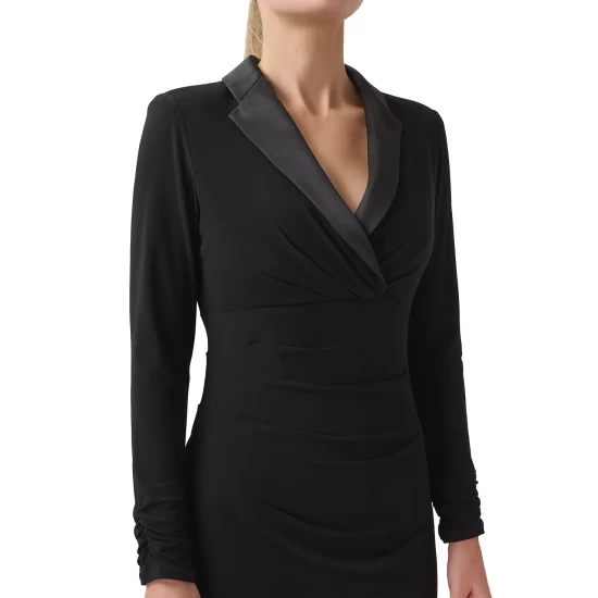Best Sale β Adrianna Papell π© Women's Jersey Tuxedo Sheath π Dress Black β - Image 4