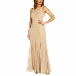 Cheapest π€© Adrianna Papell π© Women's Beaded Godet Gown Silver Nude π