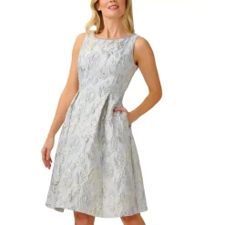 Deals β€οΈ Adrianna Papell π© Women's Embroidered Split-Sleeve Gown Light Navy π