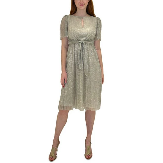 Outlet βοΈ Adrianna Papell Pleated Metallic π Dress Champagne Gold π