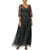 Budget 🌟 Adrianna Papell 👩 Women's Embellished Fit & Flare Gown Black Gold ✔️
