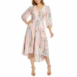 New π Adrianna Papell Floral-Print Midi π Dress Blush Multi π€©