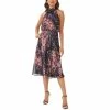 Promo ❤️ Adrianna Papell 👩 Women's Printed Halter-Tie-Neck 👗 Dress Black Multi 😍