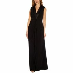 Wholesale 🎁 Adrianna Papell 👩 Women's Surplice Gown Black 😍