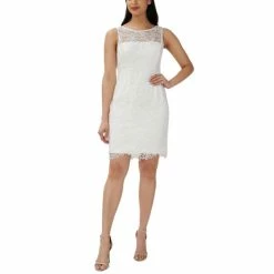 Cheapest 😉 Adrianna Papell 👩 Women's Lace Sheath 👗 Dress Ivory 😍