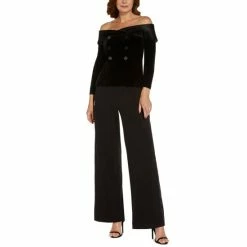 New ❤️ Adrianna Papell Velvet Off-The-Shoulder Top Black ⌛