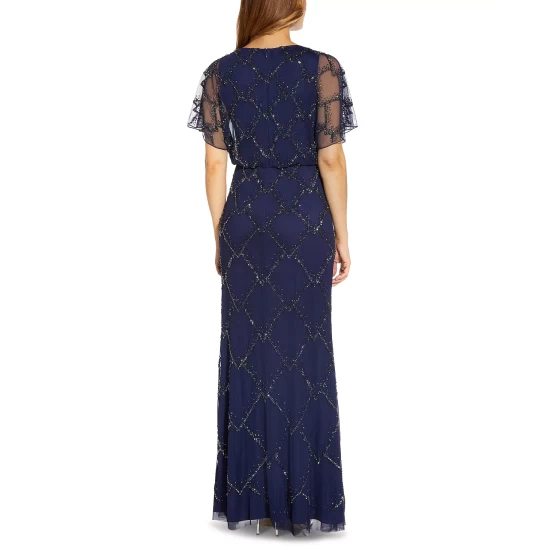 Top 10 π Adrianna Papell Beaded Evening Gown Light Navy π - Image 3