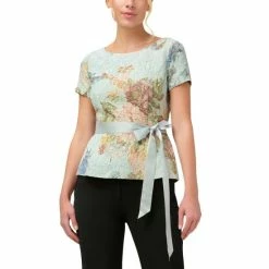 Cheap 🔥 Adrianna Papell 👩 Women's Textured Floral-Print Top Sky Blue Multi 😀